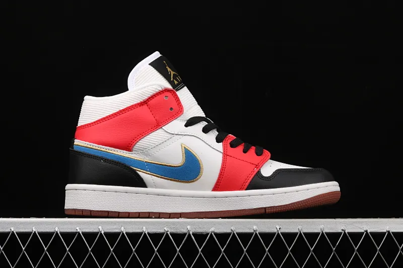All categories Air Jordan Jordan series basketball shoes Air Jordan 1 Mid Air Jordan 1 Mid AJ1 Joe 1 colorful stitching metal flying wings DC1426-100